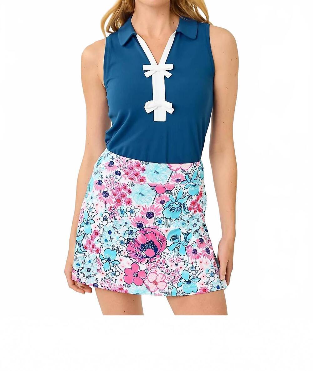 NEW LILLY PULITZER luxletic frida sleeveless bow polo in starlight navy